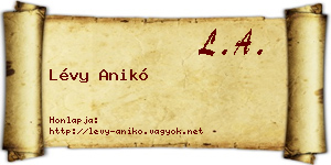 Lévy Anikó névjegykártya